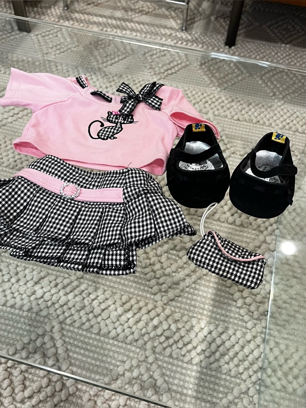 Build-A-Bear workshop bab vintage y2k Skirt kitty top purse shoes clothes lot